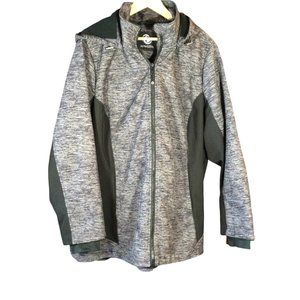 Ladies Grey/Black Fleece Lined Jacket w/ Removable Hood